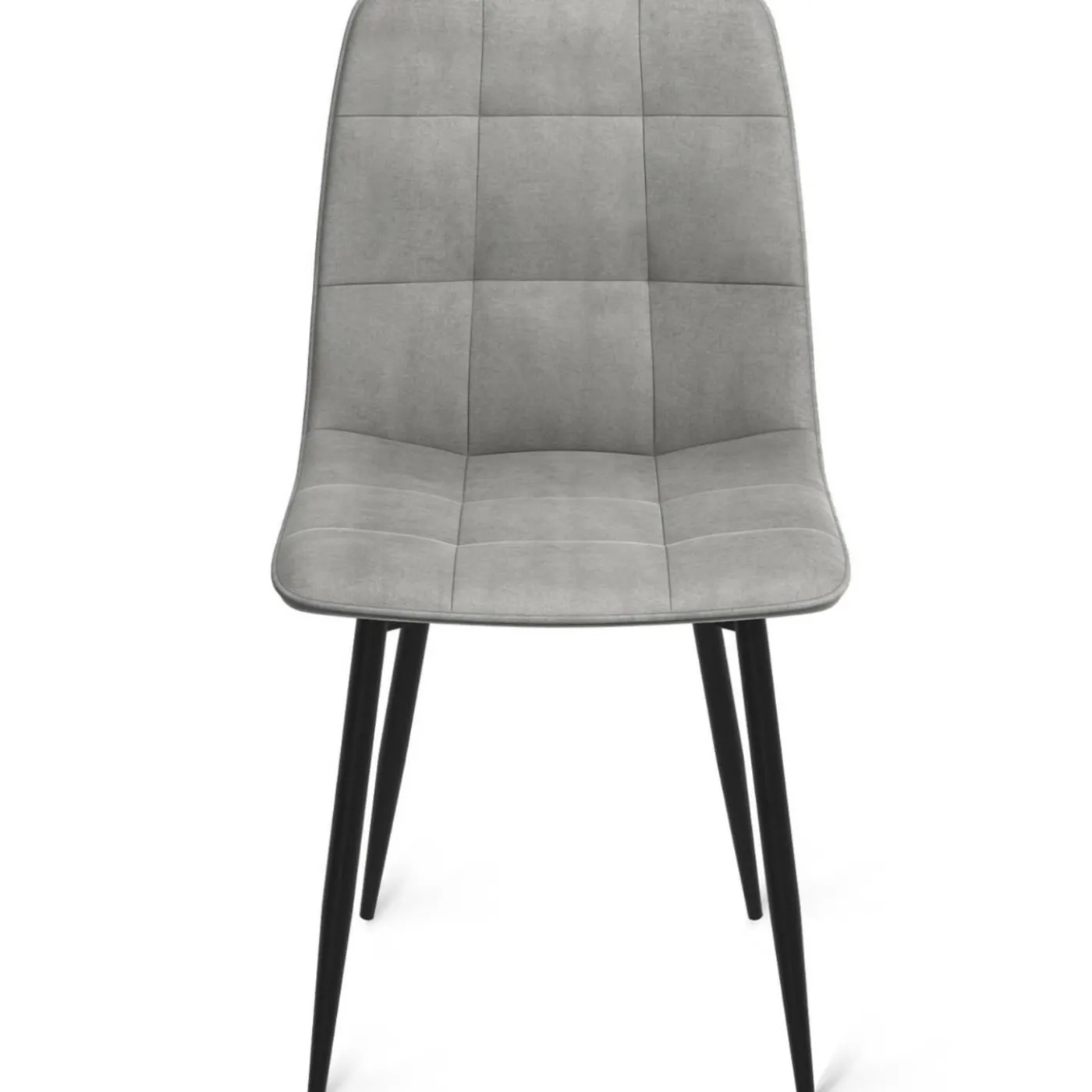 Lot de 6 chaises en velours gris clair matelassé