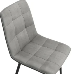 Lot de 6 chaises en velours gris clair matelassé