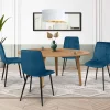 Lot de 4 chaises en velours bleu matelassé