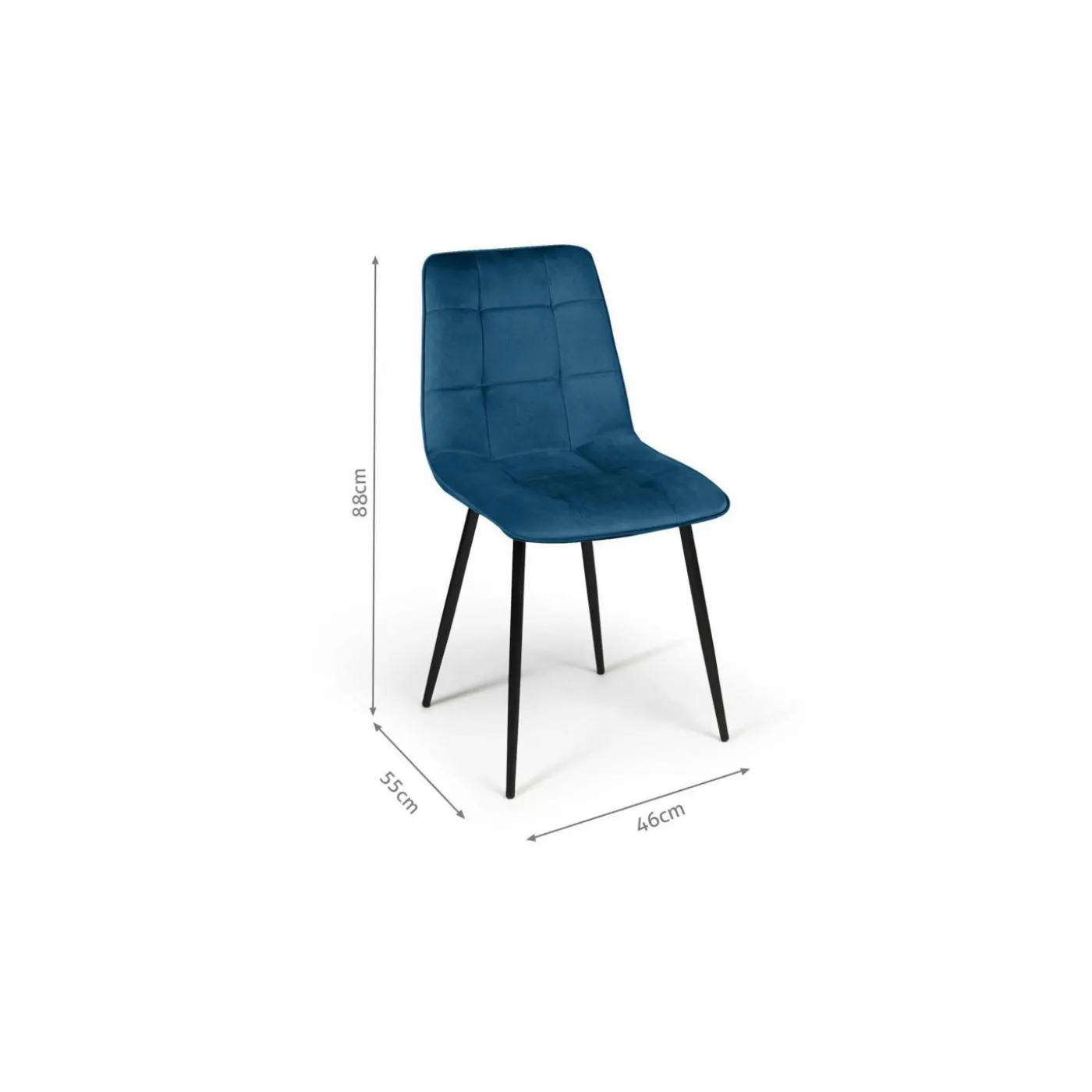 Lot de 4 chaises en velours bleu matelassé
