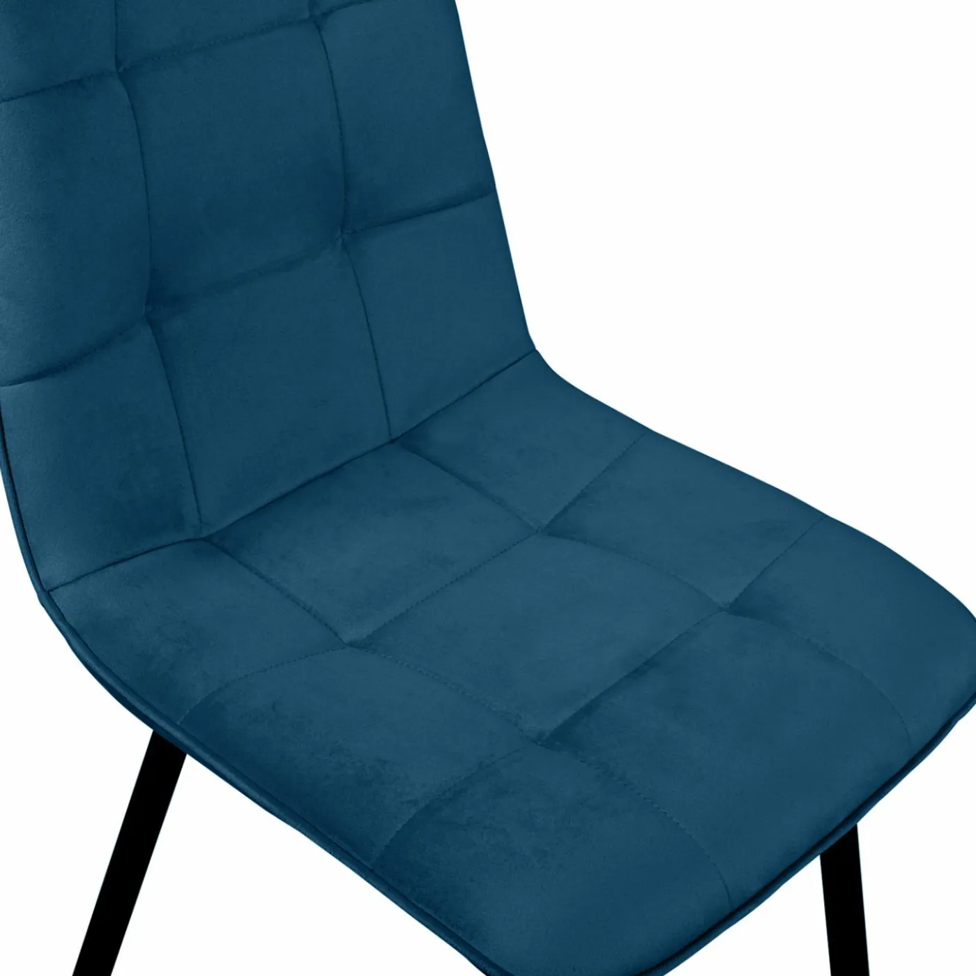 Lot de 4 chaises en velours bleu matelassé