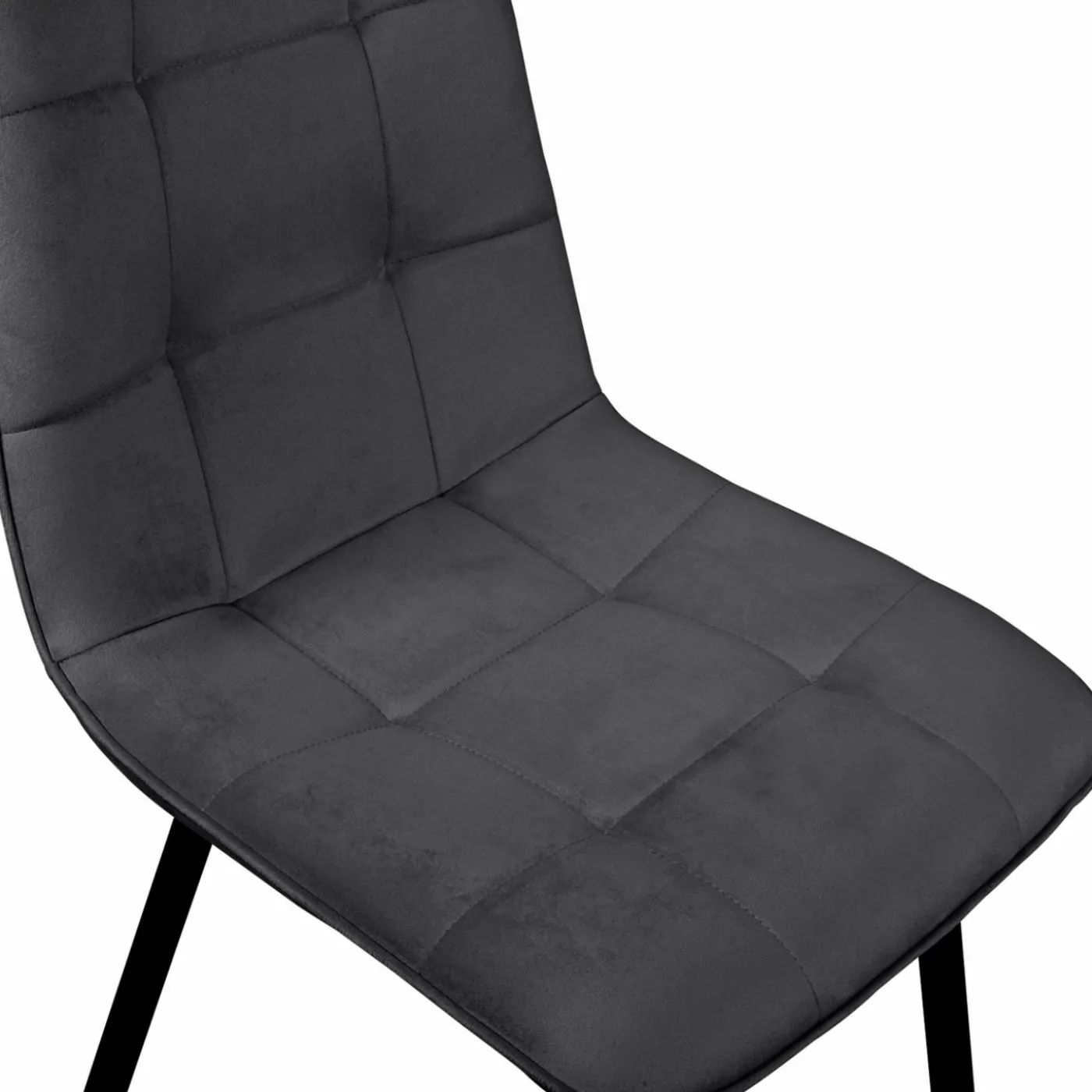 Lot de 6 chaises en velours gris foncé matelassé