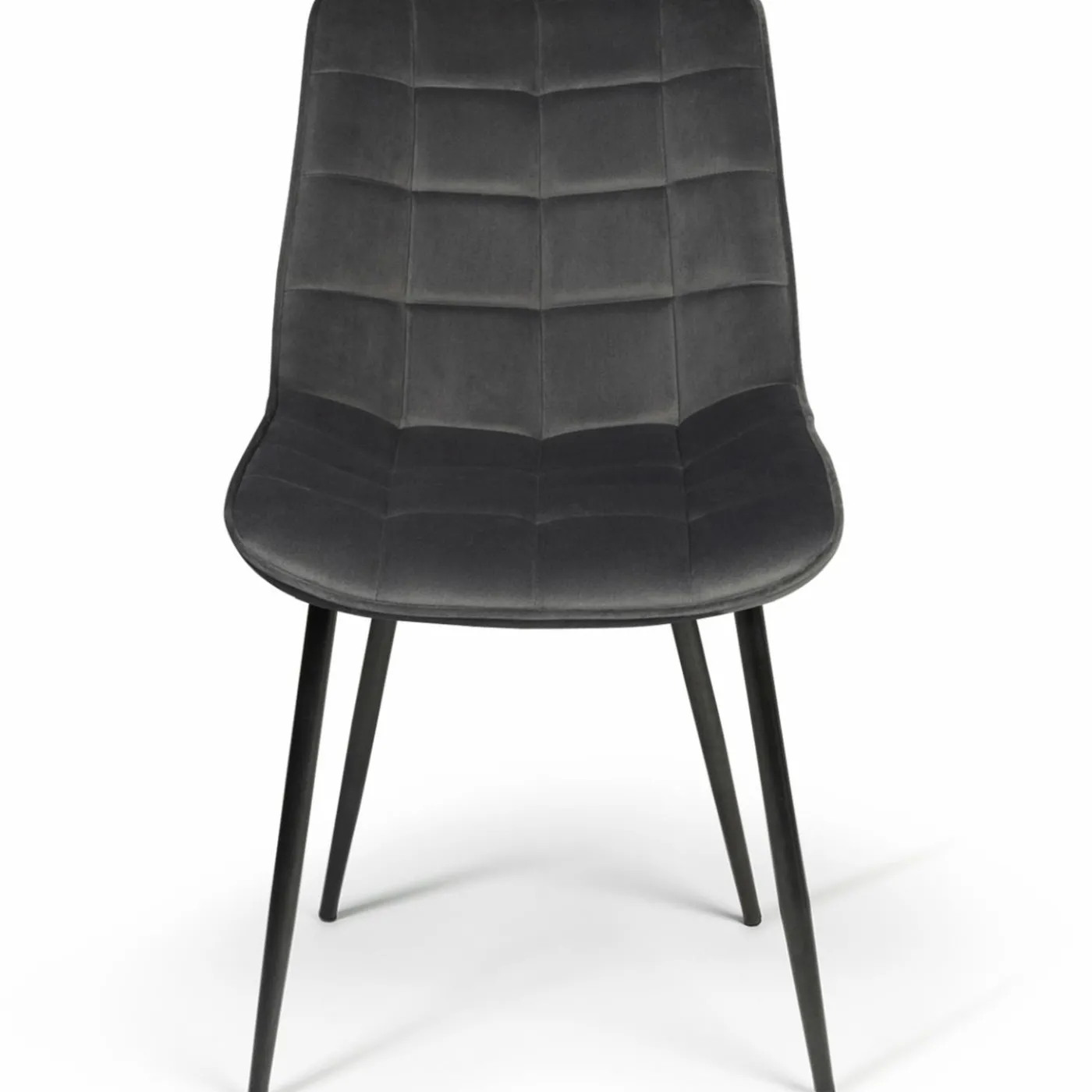 Lot de 4 chaises en velours gris matelassé