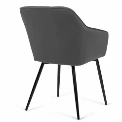 Lot de 2 chaises en velours gris avec accoudoirs