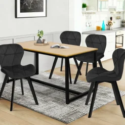 Lot de 4 chaises en velours noir pieds noirs