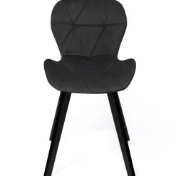 Lot de 4 chaises en velours noir pieds noirs
