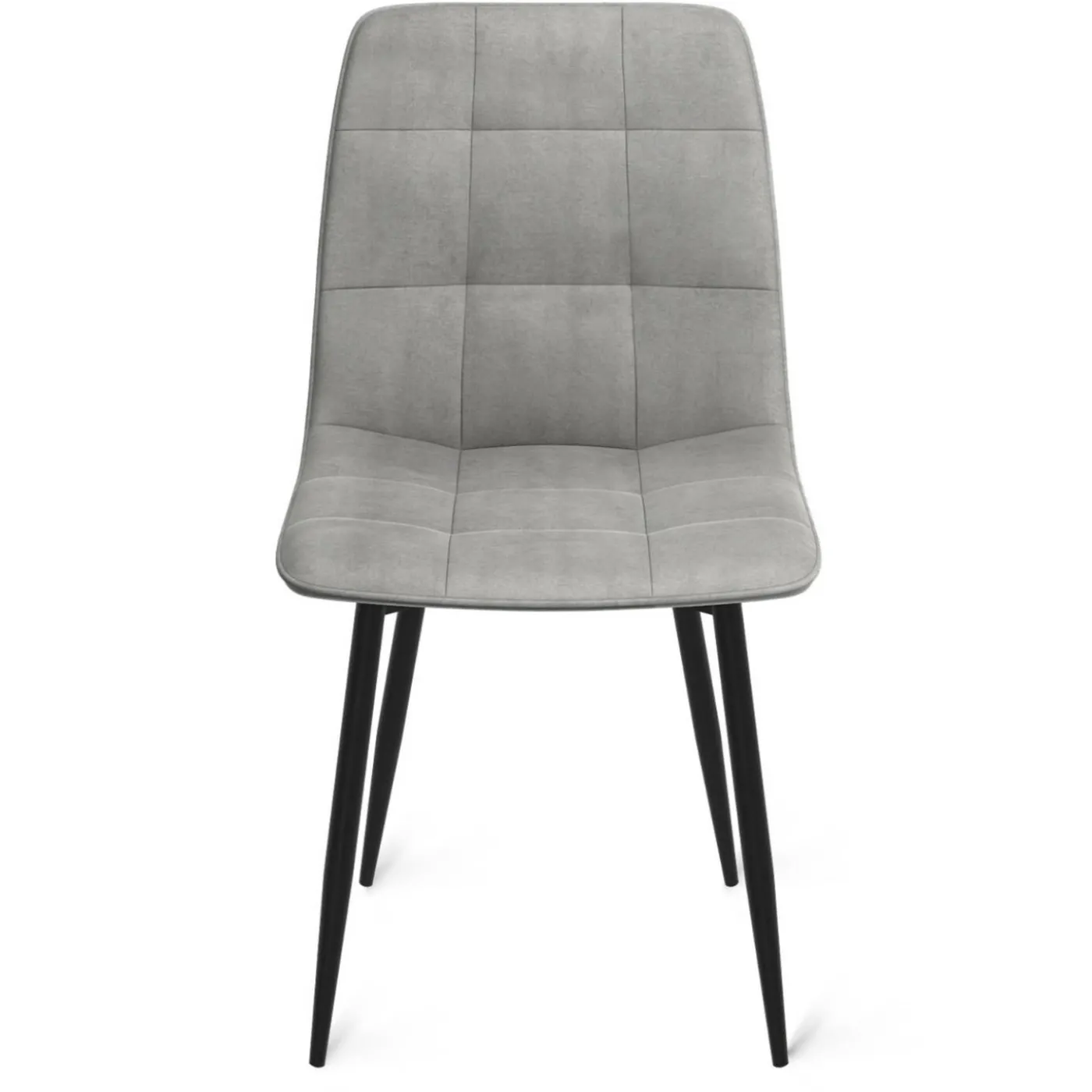 Lot de 4 chaises en velours bleu, jaune, gris clair et gris foncé matelassé