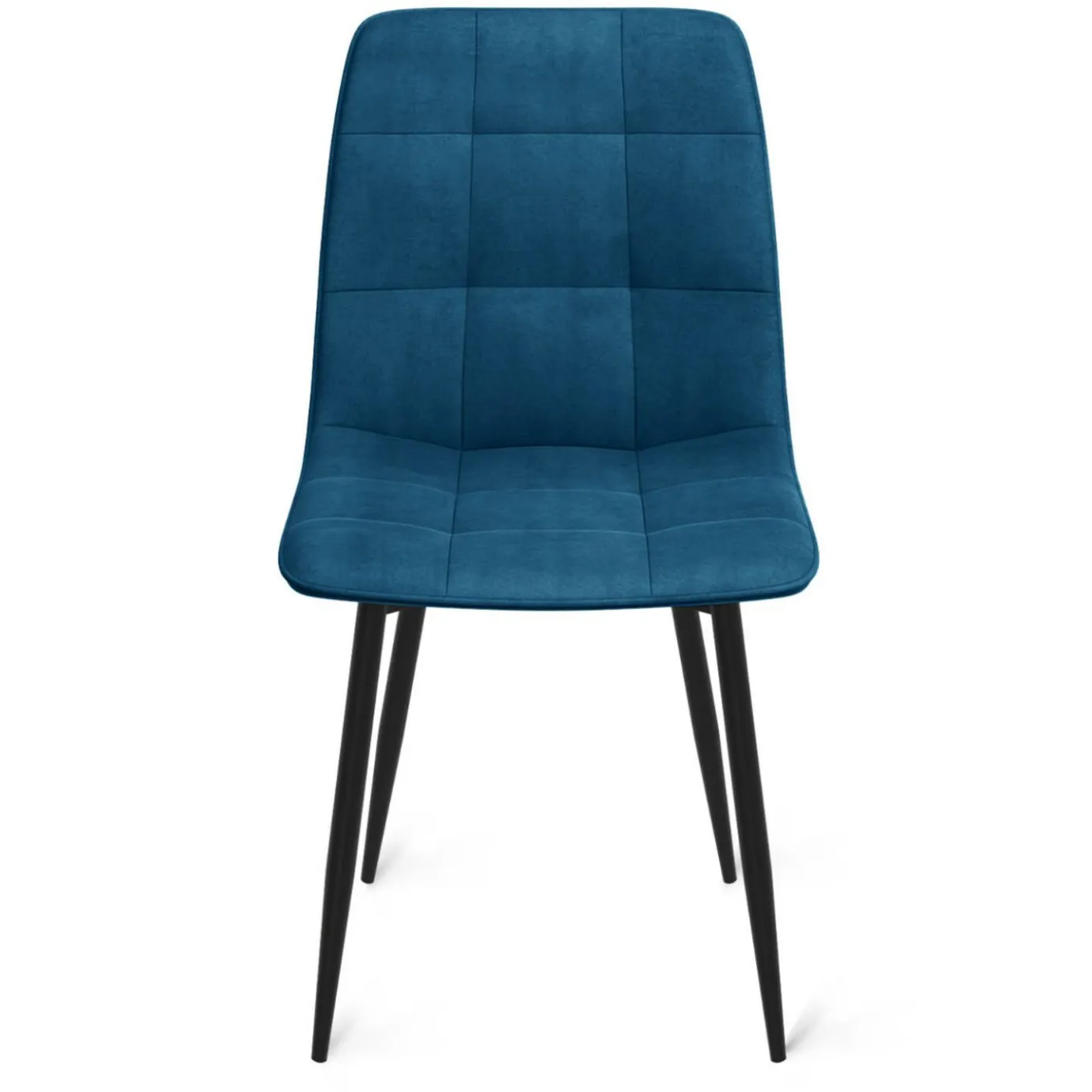 Lot de 6 chaises en velours bleu matelassé