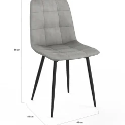 Lot de 6 chaises en velours gris foncé, gris clair, beige, noir et patchworks x2 pour salle à manger