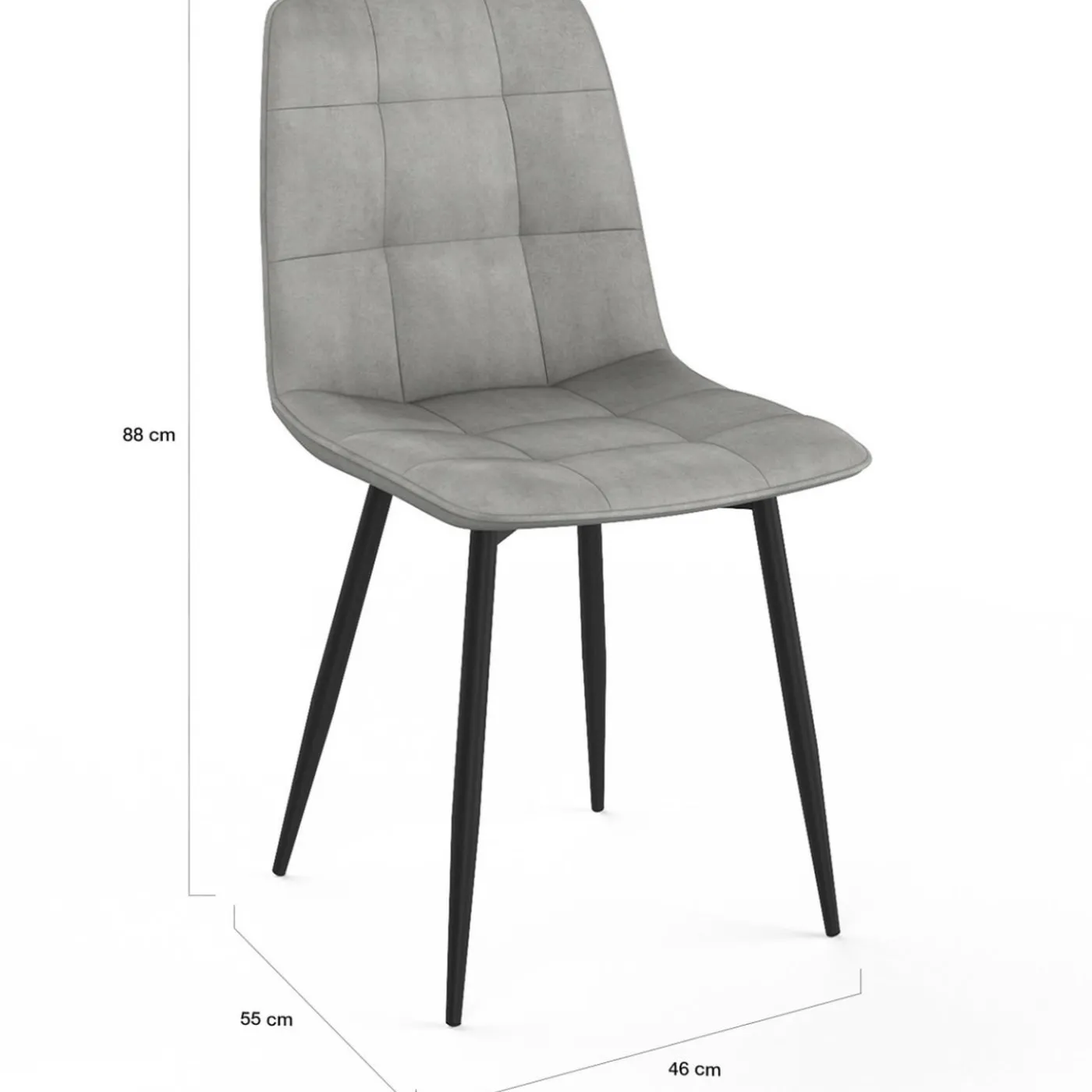 Lot de 6 chaises en velours gris foncé, gris clair, beige, noir et patchworks x2 pour salle à manger
