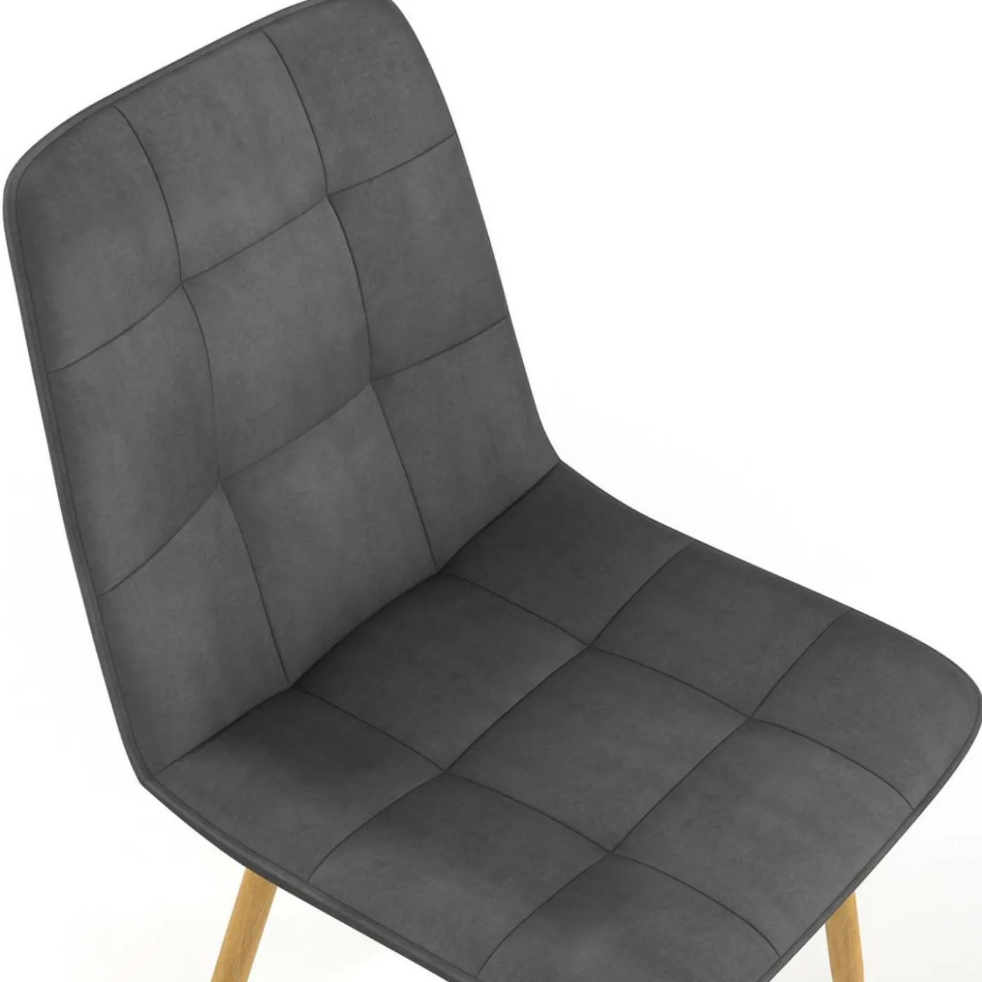 Lot de 6 chaises en velours gris foncé pied effet bois pour salle à manger