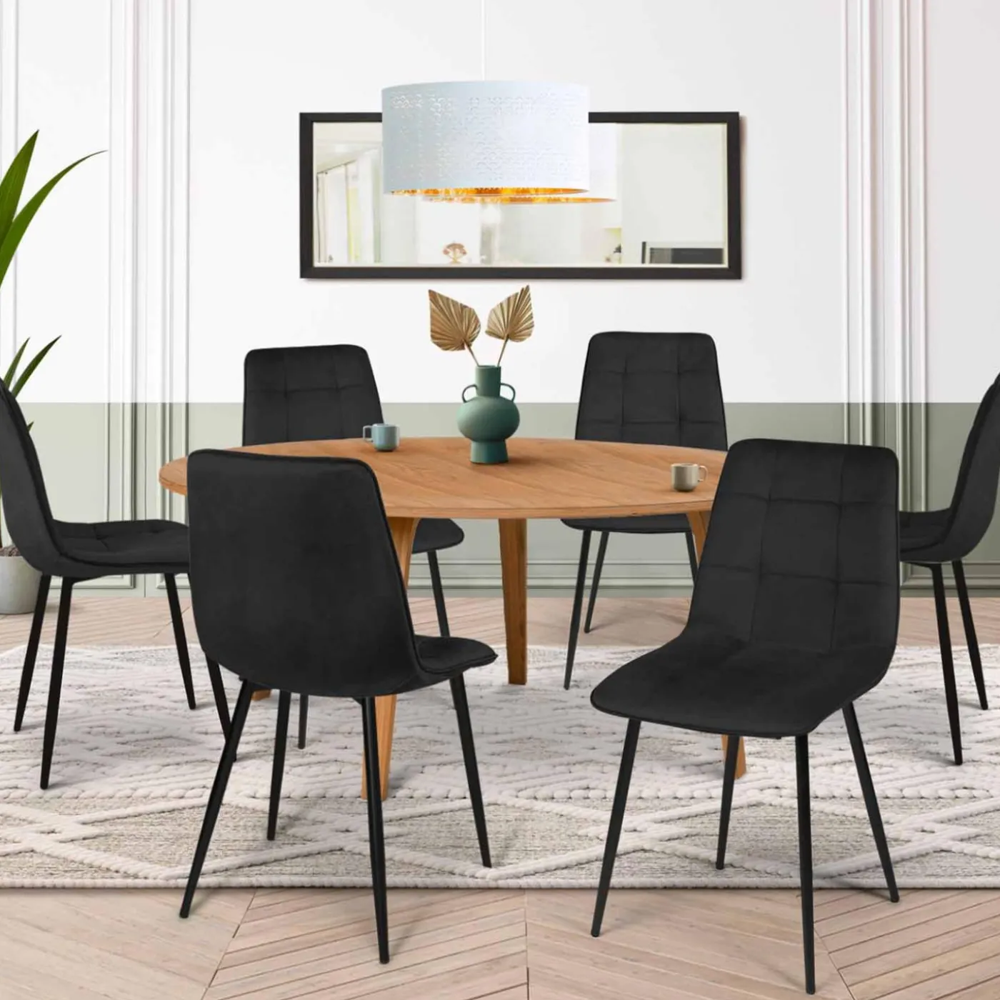 Lot de 6 chaises en velours noir