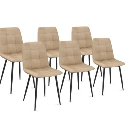 Lot de 6 chaises en velours taupe pour salle à manger