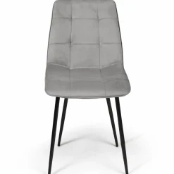 Lot de 6 chaises en velours bleu x2, jaune, gris clair et gris foncé x2 matelassé