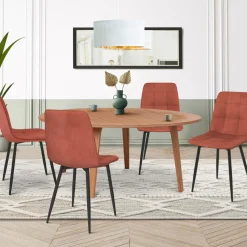 Lot de 4 chaises en velours terracotta pour salle à manger