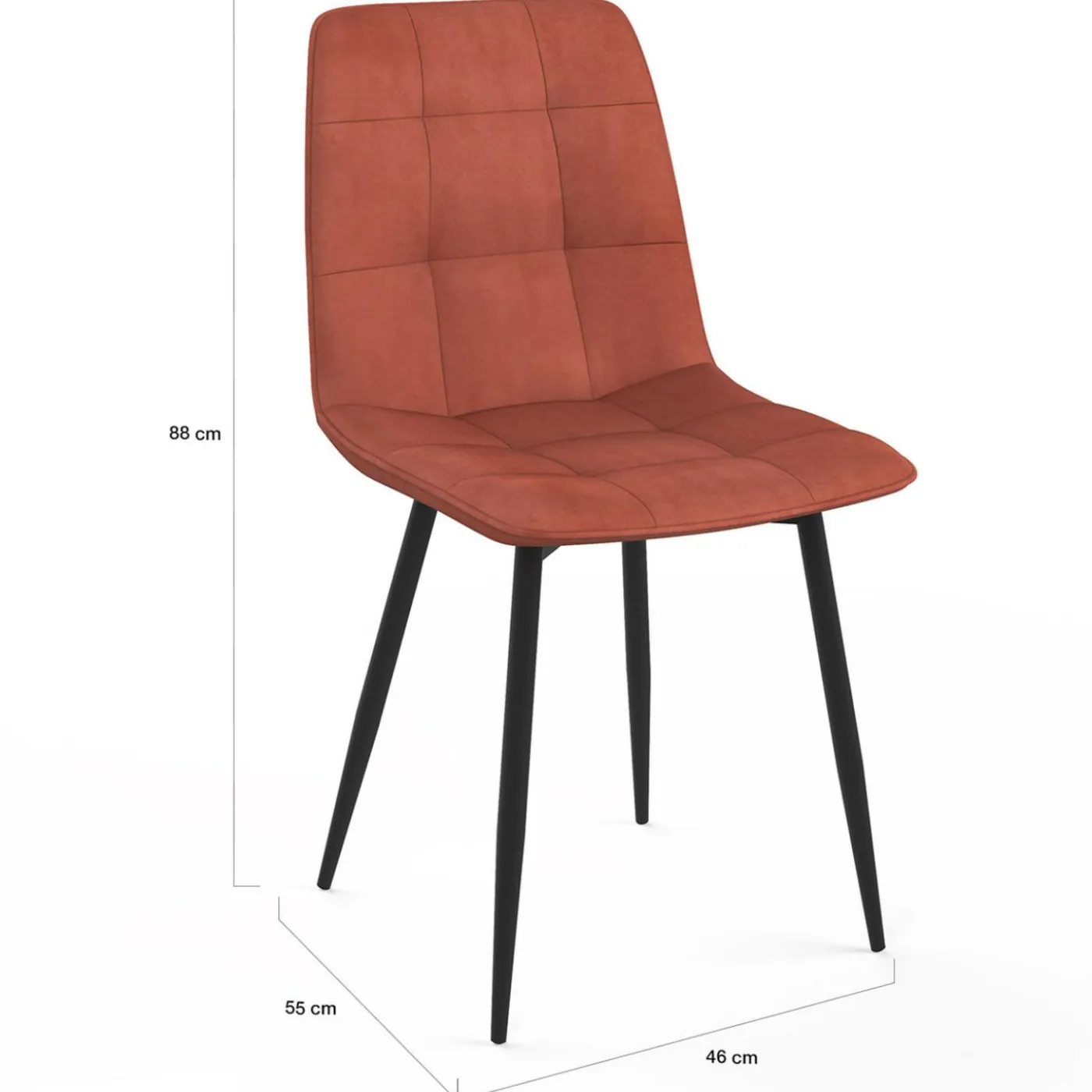 Lot de 4 chaises en velours terracotta pour salle à manger