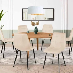 Lot de 6 chaises en velours beige