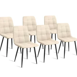 Lot de 6 chaises en velours beige