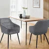 Lot de 2 chaises en velours gris avec accoudoirs