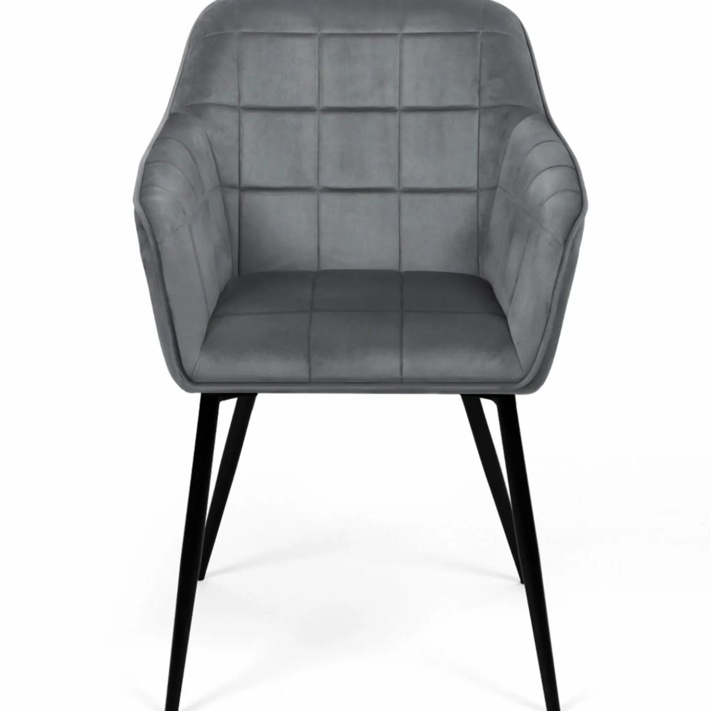 Lot de 2 chaises en velours gris avec accoudoirs