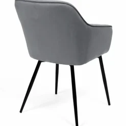 Lot de 2 chaises en velours gris avec accoudoirs