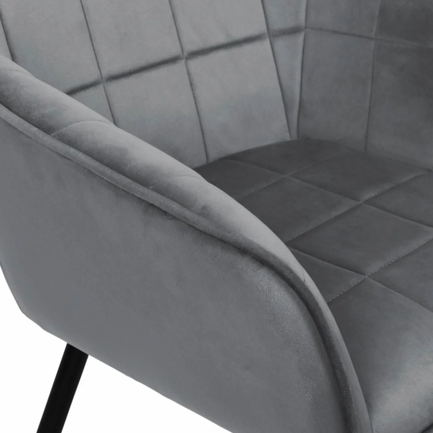 Lot de 2 chaises en velours gris avec accoudoirs