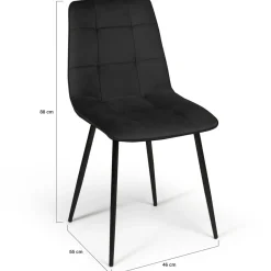 Lot de 4 chaises en velours noir pour salle à manger
