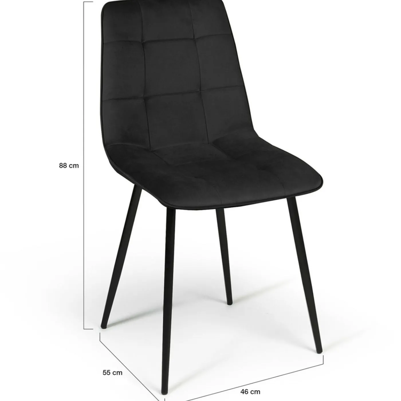 Lot de 4 chaises en velours noir pour salle à manger