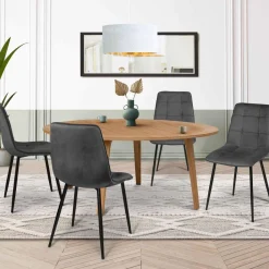 Lot de 4 chaises en velours gris foncé