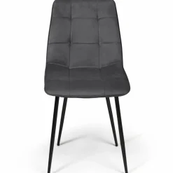 Lot de 4 chaises en velours gris foncé