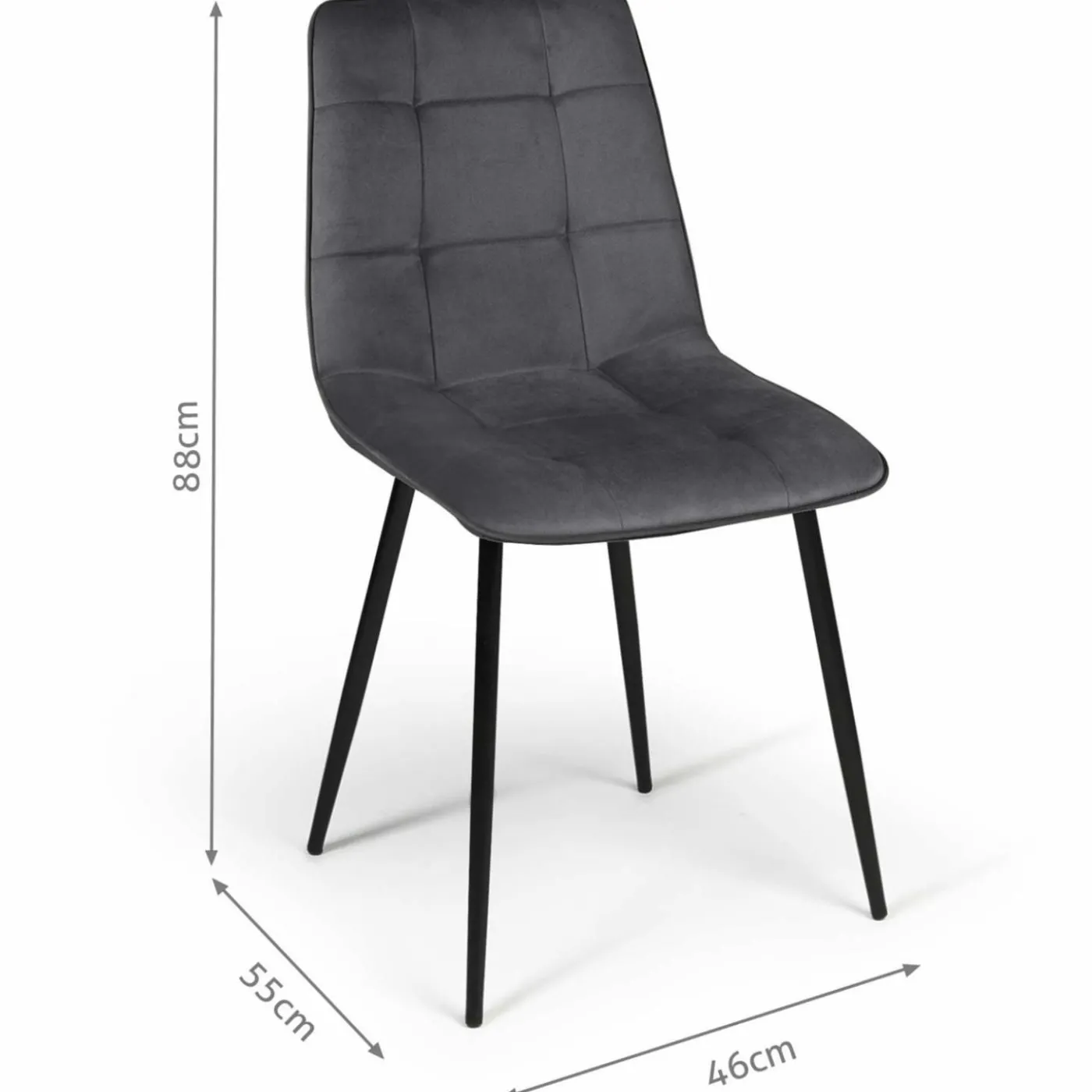 Lot de 4 chaises en velours gris foncé