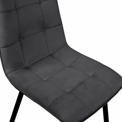 Lot de 4 chaises en velours gris foncé
