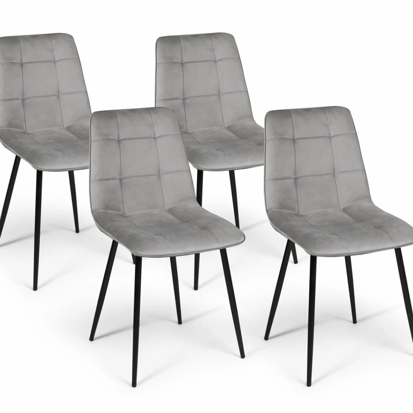 Lot de 4 chaises grises pour salle à manger
