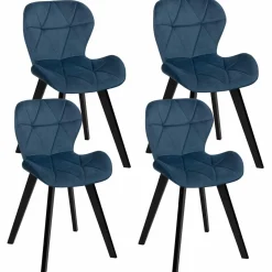 Lot de 4 chaises matelassées velours bleu