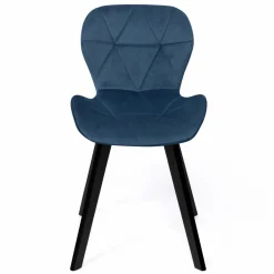 Lot de 4 chaises matelassées velours bleu