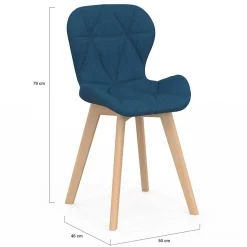 Lot de 4 chaises matelassées en tissus mix color bleu, gris, beige et noir