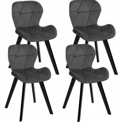 Lot de 4 chaises matelassées velours gris foncé