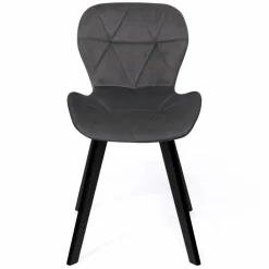 Lot de 4 chaises matelassées velours gris foncé