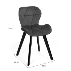Lot de 4 chaises matelassées velours gris foncé