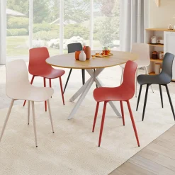 Lot de 6 chaises mix color gris foncé x2, terracotta x2, beige x2 pieds en métal