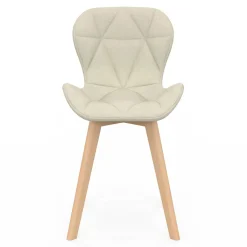 Lot de 6 chaises modernes en tissu beige pour salle à manger assises matelassées