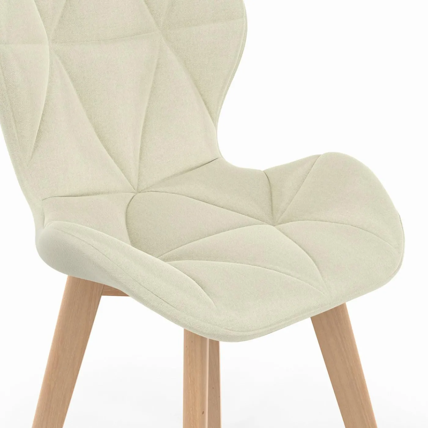 Lot de 6 chaises modernes en tissu beige pour salle à manger assises matelassées