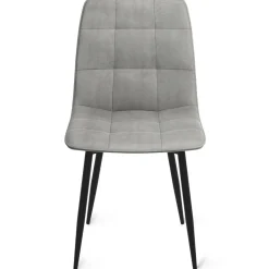 Lot de 8 chaises modernes en velours mix color bleu x2, gris foncé x2, gris clair x2, jaune x2 pieds métal noir