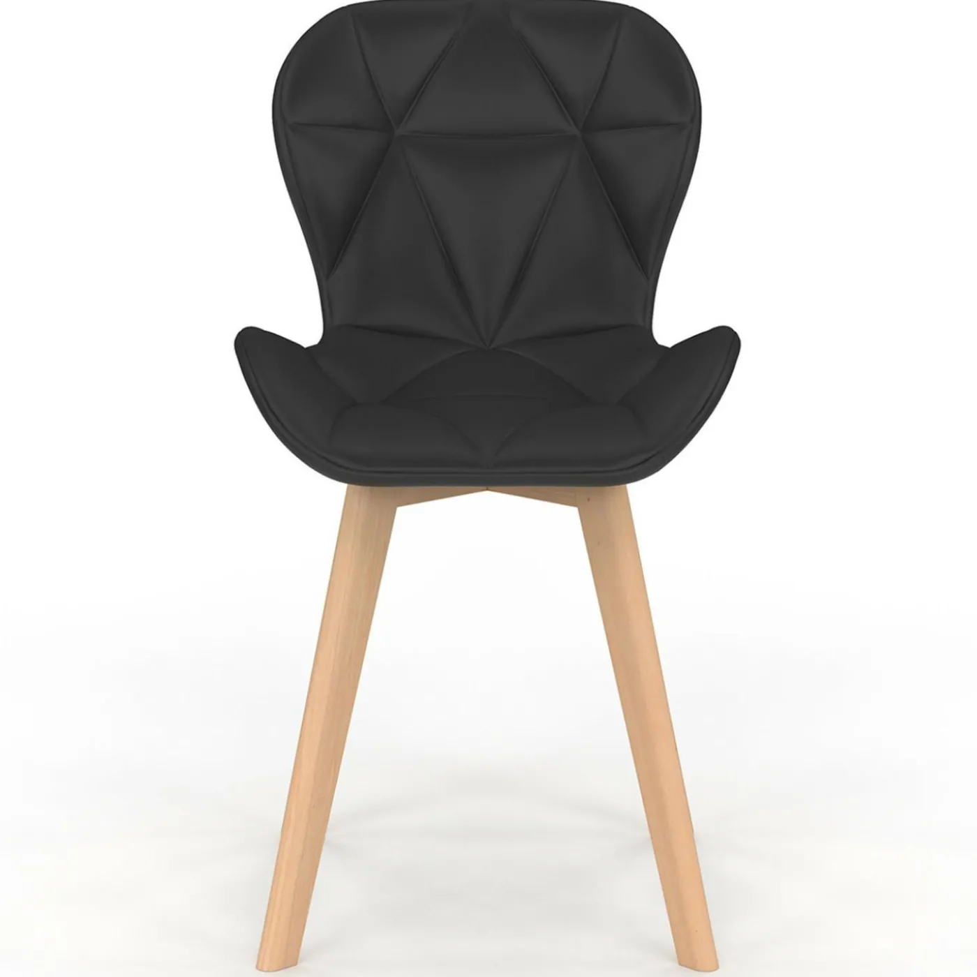 Lot de 6 chaises modernes en PU noir pieds en bois pour salle à manger