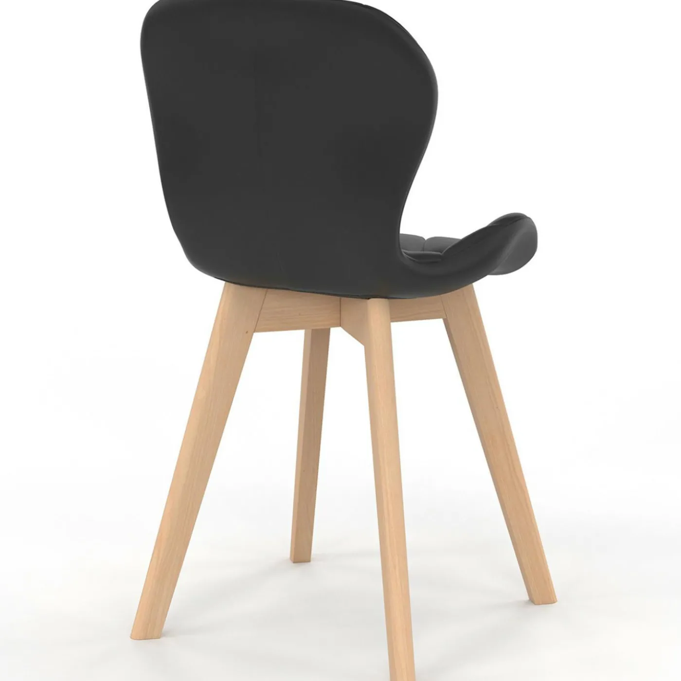 Lot de 6 chaises modernes en PU noir pieds en bois pour salle à manger