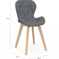 Lot de 6 chaises modernes avec assises matelassées en gris, terracotta et beige