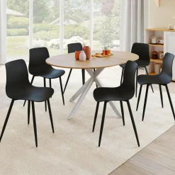 Lot de 6 chaises noires avec pieds en métal
