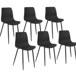Lot de 6 chaises noires avec pieds en métal