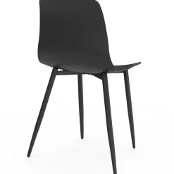 Lot de 6 chaises noires avec pieds en métal