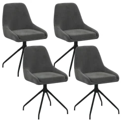 Lot de 4 chaises pivotantes en velours gris foncé avec accoudoirs